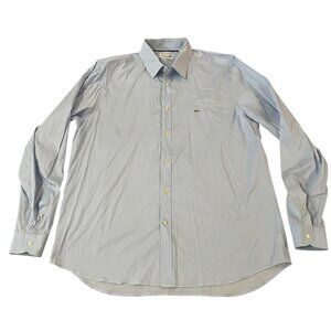 Lacoste Dress Shirt Men's Size XL (44 1/ 7.5" Neck) Blue Slim Fit Preppy